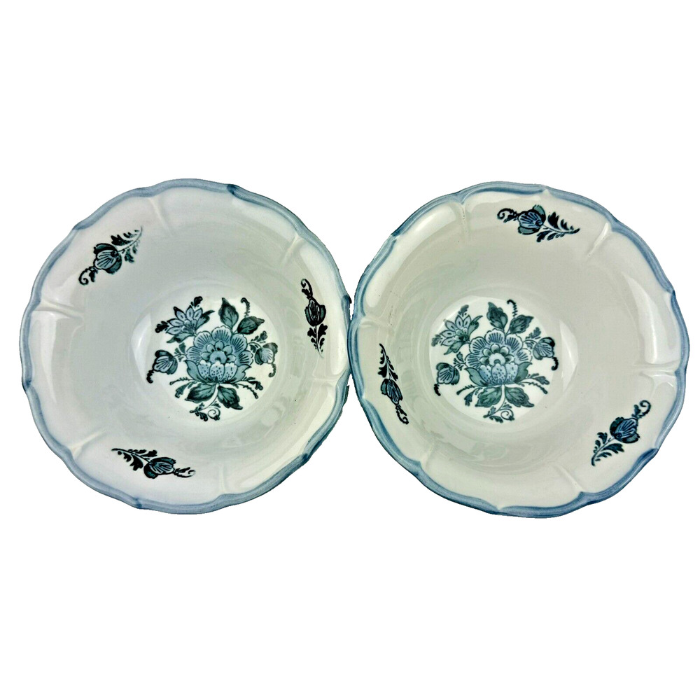 Set of 2 Metlox Poppytrail Berry Bowls Colonial Garden Blue Floral Flowers USA